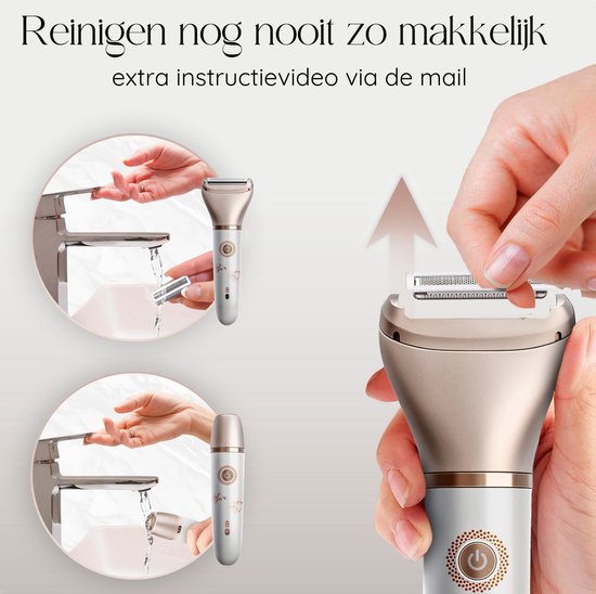 Rasoir féminin 2 en 1 + 2 têtes de rasage supplémentaires - Visage - Aisselles - Jambes - Maillot - Rasoir Femme - Epilateur électrique - Epilateur Femme - Tondeuse Femme - Zone intime Poils pubiens - Rasoir Féminin Bikini