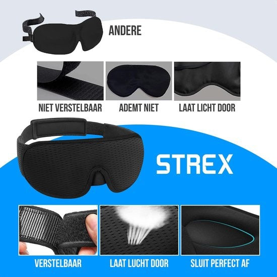 Strex Luxury Sleep Mask - 3D Ergonomic - 100% Darkening - Memory foam - Sleep Mask - Eye Mask