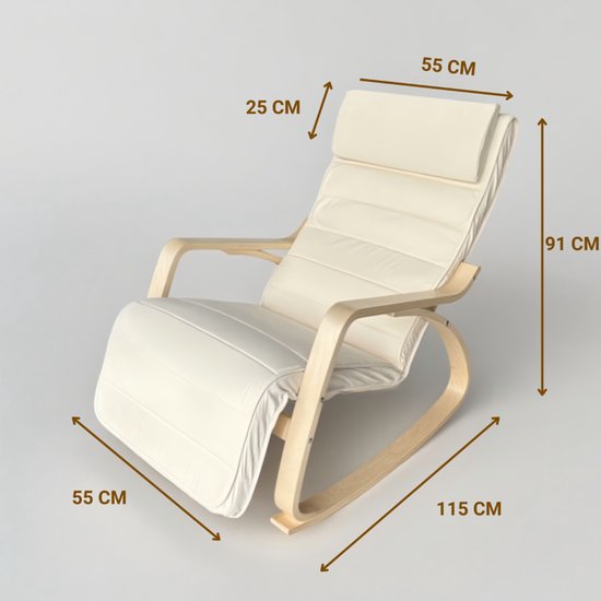 Fauteuil à bascule Bayt - Fauteuil - Fauteuil à bascule pour chambre d'enfant - Fauteuil de relaxation - Blanc