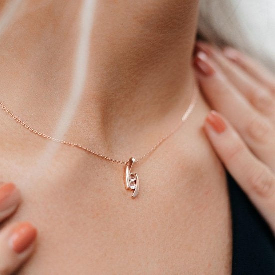 Yolora Collier pour dames avec pendentif - Cristaux Kalpa Camaka - couleur Ros� - plaqué or Ros� 18K