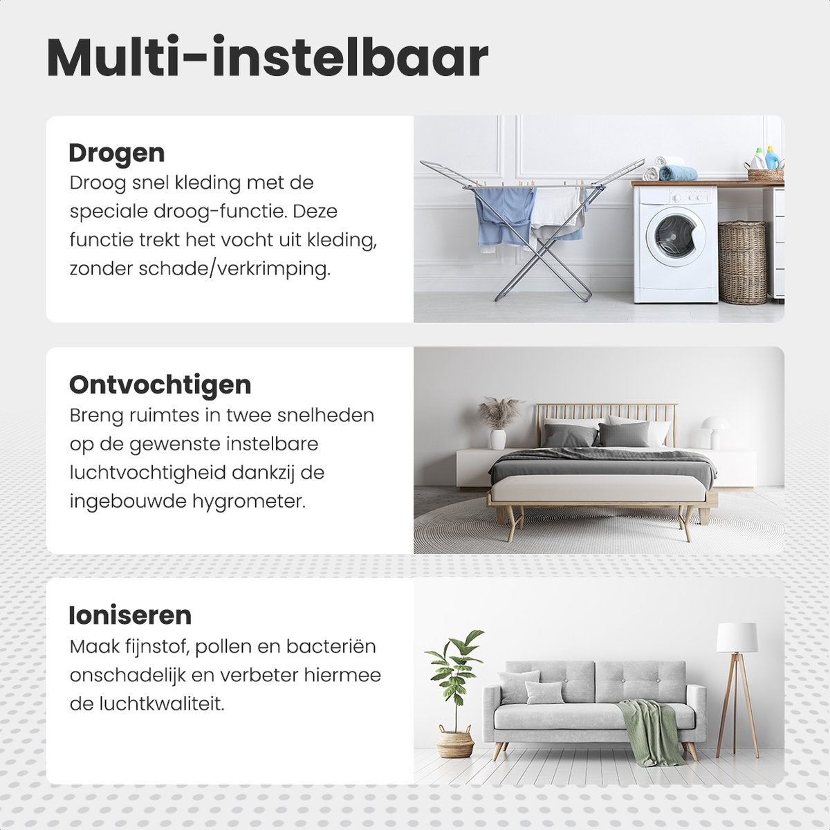 Déshumidificateur 2-en-1 – Auronic – Purificateur d’air – Réservoir 5 L – Jusqu’à 60 m² – Tuyau de vidange inclus