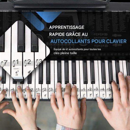 Piano à clavier avec support Finesse, 61 touches, Modèle Chicago, Noir