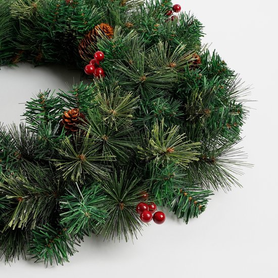 Boîte noire Arbres Warth Couronne de Noël avec décoration - Ø60 cm - Vert