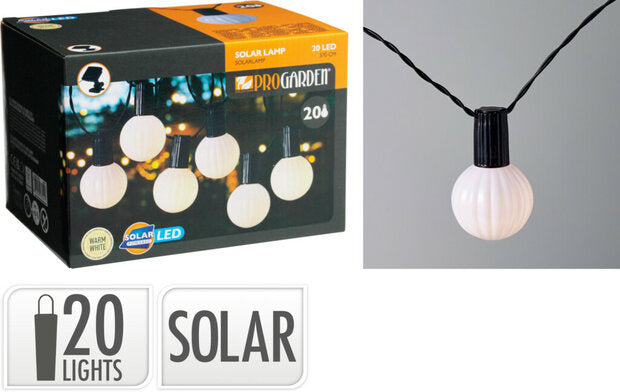 Guirlande lumineuse Pro Garden Solar - 20 LED - 5,7 m - Blanc chaud