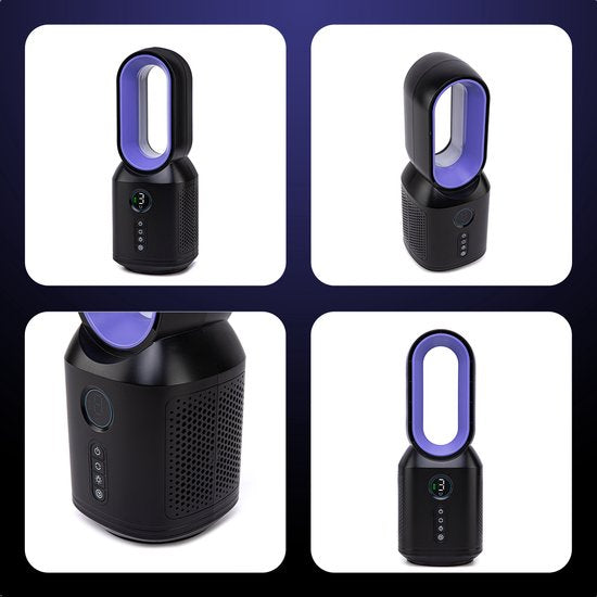MATTI® - Ventilateur de table - Ventilateur sur pied - Sans pales et sans fil - Avec veilleuse - 3 vitesses - 8 heures d'autonomie