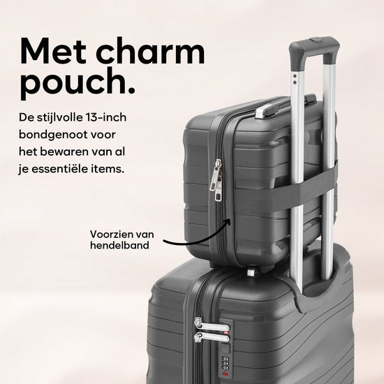 SKYCASES Travelin' Charm - 28-inch Large Travel Suitcase - Number Lock - 41x24x69 cm - 98L - Lightweight, Waterproof & Durable - Anthracite V2