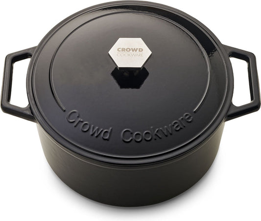 The Tasman Dutch Oven and Grill - Marmite en fonte Ø29 cm - Fonte recyclée - Couvercle traditionnel et grill - 6,6L - Noir