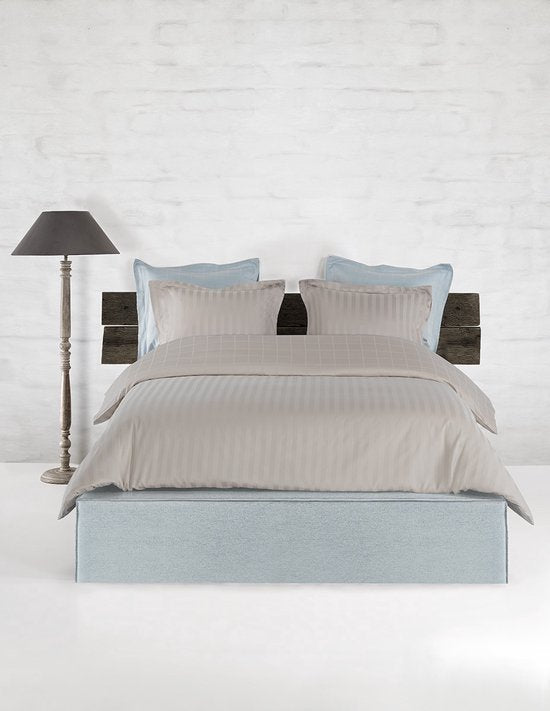 Housse de couette De Witte Lietaer en satin de coton Zygo - Format hôtel - 260 x 240 cm - Taupe