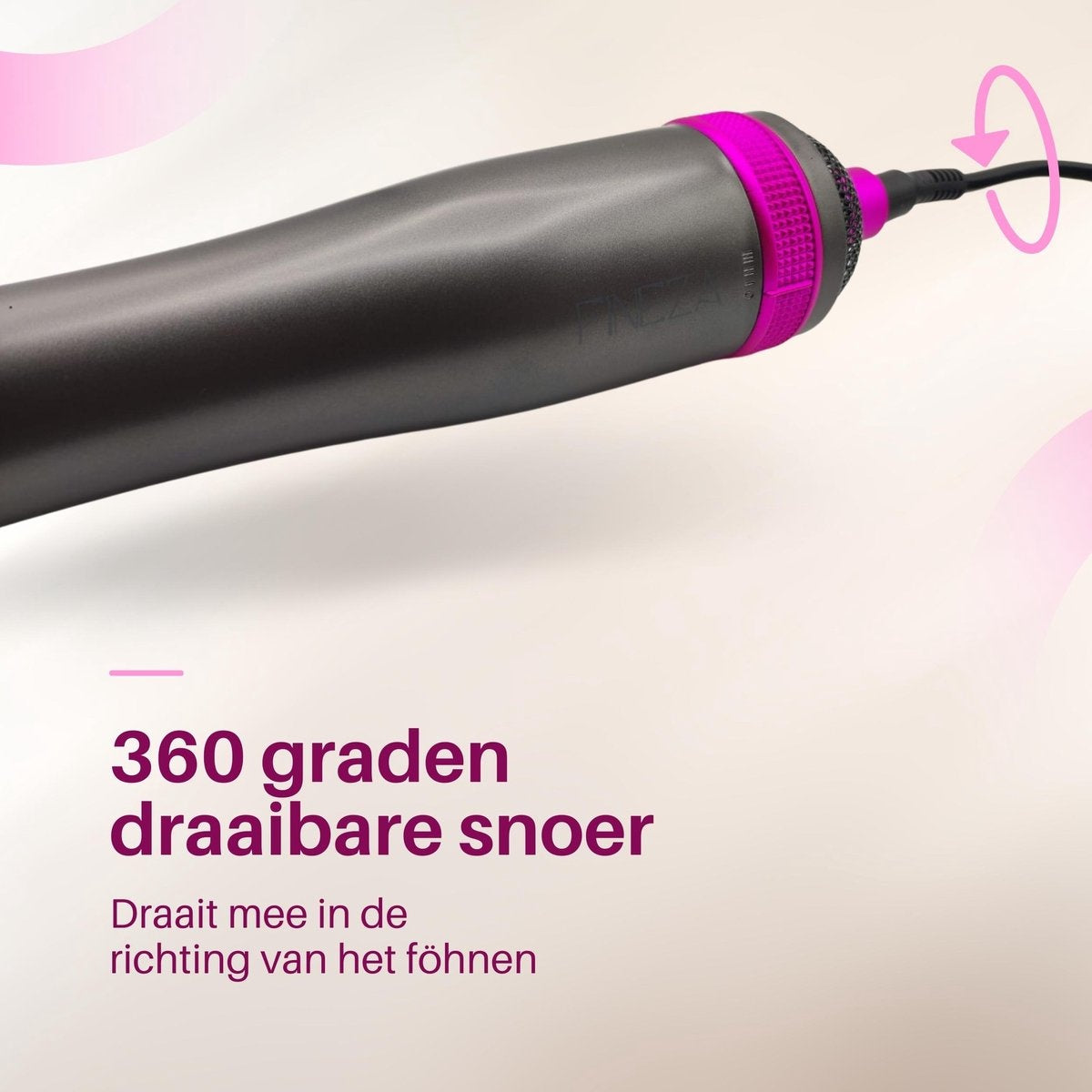 Fineza - Set de brosses pour sèche-cheveux - Noir/Rose