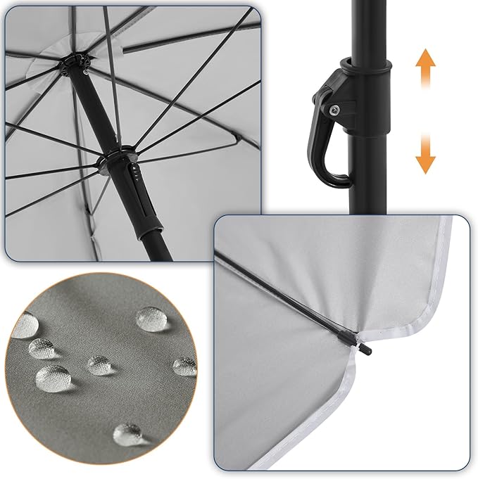 WOLTU GSS0007dgr03 - Parasol de balcon 175 cm - Protection UV UPF 50+ - Réglable et inclinable - Gris foncé