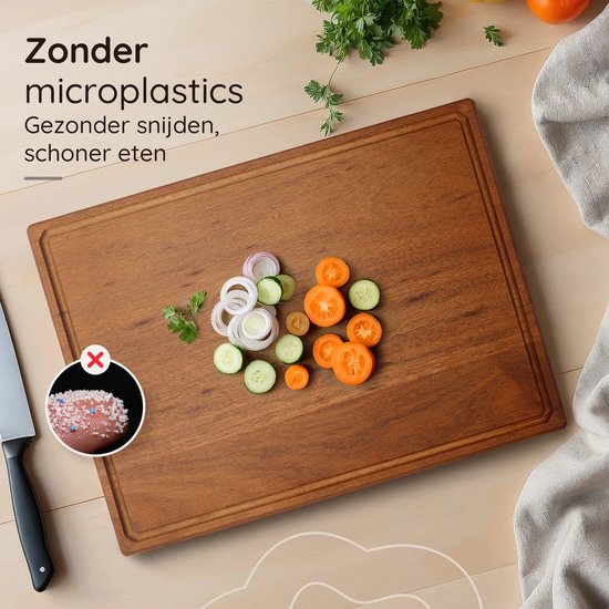 Deleca Planche à découper en bois de noyer - Double face avec poche à jus / poignées - Grande et épaisse planche à découper - Pour la cuisine, planche à découper durable, planche à servir, planche à fromage, planche à boissons, planche à tapas - Bois de n