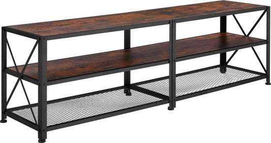 tectake - Meuble TV - Indianapolis - brun foncé industriel - 404543