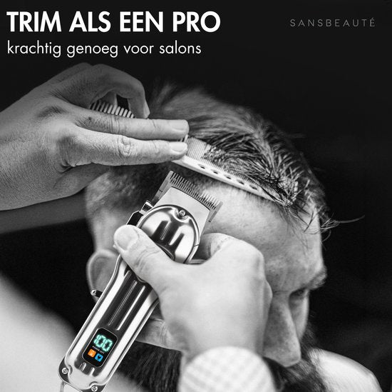 Tondeuse professionnelle sans fil + cape de barbier - Tondeuse pour hommes - Sansbeauté® - Cheveux Hair - Tondeuse à cheveux - Machine à cheveux pour coiffeurs - Tondeuse à cheveux - Tondeuse à barbe - Appareil de coupe - Barber Hair Clipper - Barber Trim