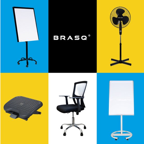 BRASQ Flipchart - 70x100 cm - Tableau blanc ajustable - Comprend 25 feuilles de papier, 4 marqueurs, 8 aimants, une gomme - Tableau magnétique avec crochets - Tableau magnétique - Noir