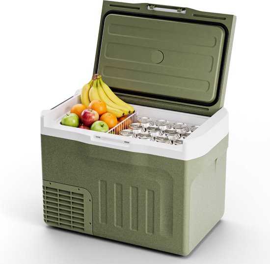 Auronic Electric Cool Box - Compresseur - 30L - 12V et 240 volts - Réfrigérateur de camping - Frigobox Car - Vert