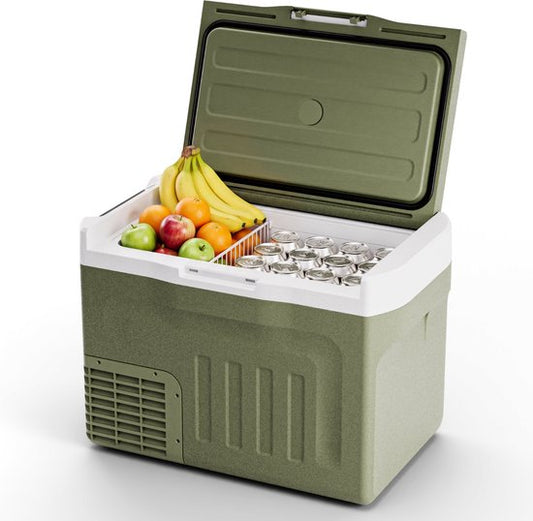 Auronic Electric Cool Box - Compresseur - 30L - 12V et 240 volts - Réfrigérateur de camping - Frigobox Car - Vert