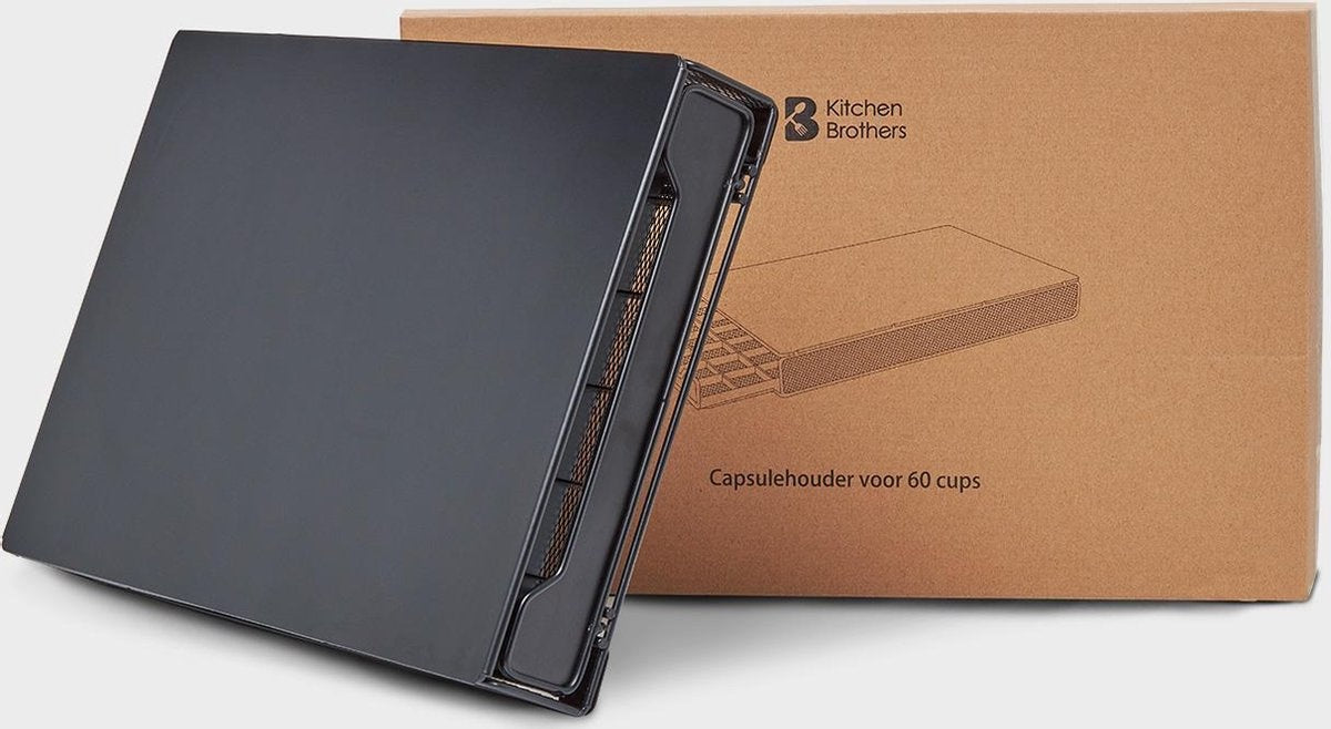 Porte-capsules - KitchenBrothers - Rangement capsules avec tiroir - 60 capsules - Noir