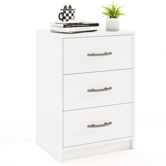 Table de chevet Coast - 3 tiroirs - Bois - 38,5 x 28 x 54 cm - Blanc