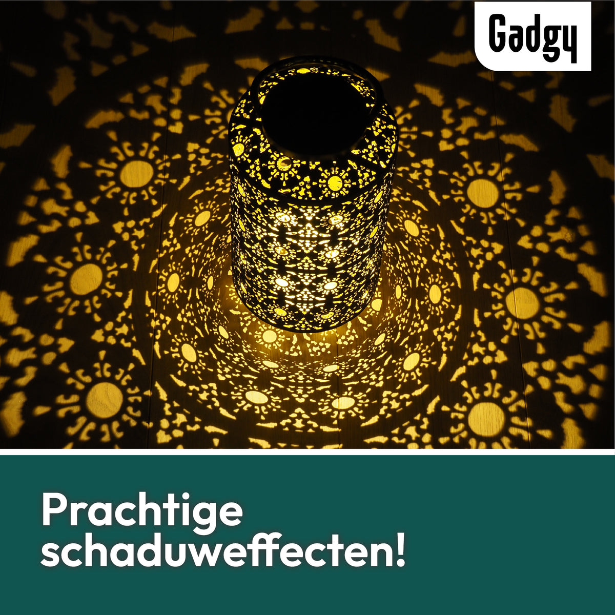 Gadgy Lampe solaire de jardin Lampe de table Maya XL - Lampe d'extérieur Terrasse & Balcon - Lampe solaire de jardin - Lampe solaire de jardin - Lampe solaire Led d'extérieur - Lanterne Windlight Hanging - Lampes de jardin - Bronze / Gold