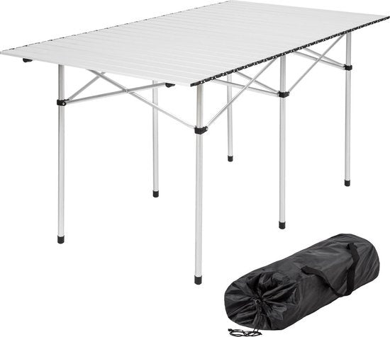 tectake® - Table de camping - Pliable - Sac de transport inclus - 140 x 70 cm - Gris - 401170
