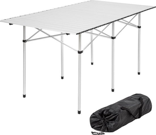 tectake® - Table de camping - Pliable - Sac de transport inclus - 140 x 70 cm - Gris - 401170