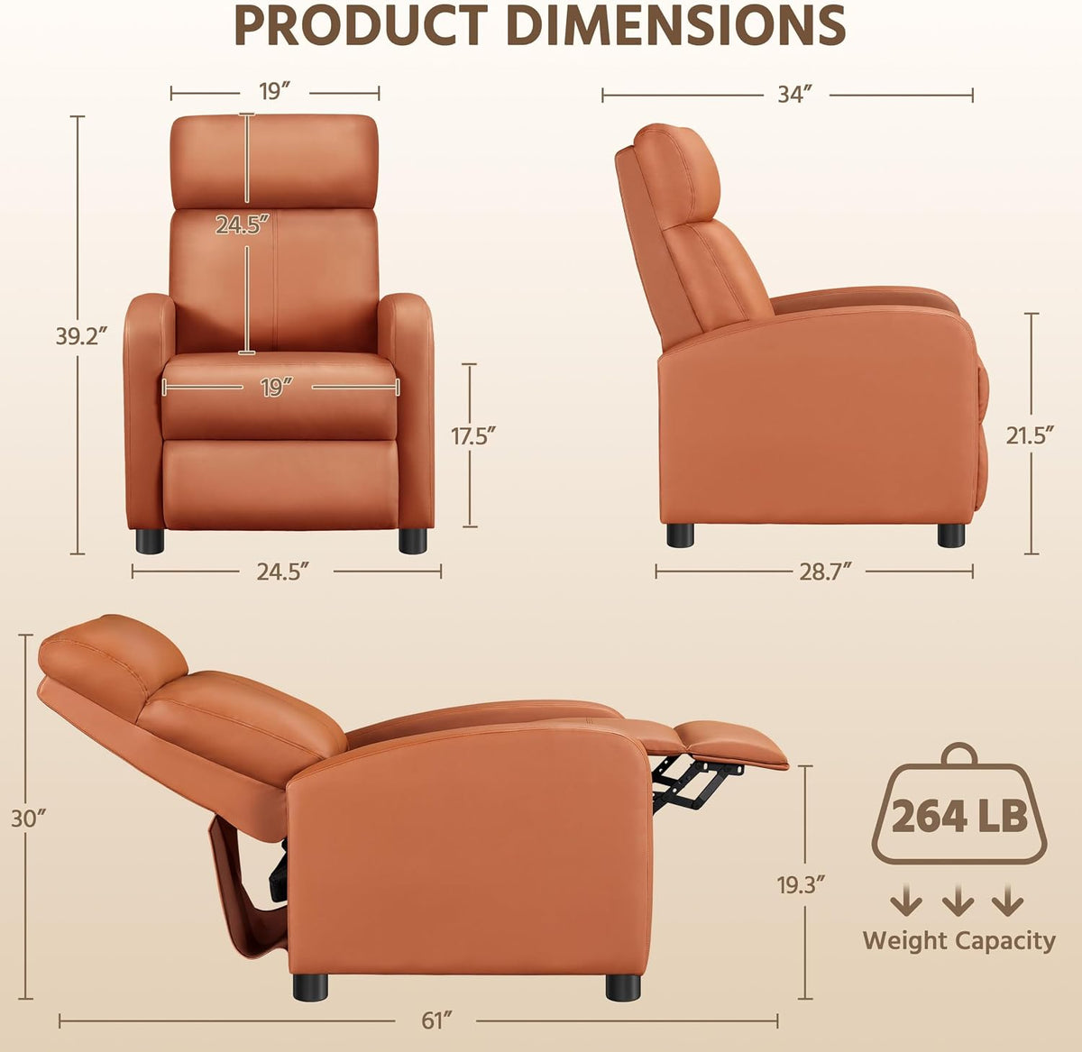 Ensemble de 2 fauteuils de relaxation Yaheetech - 67,3 x 85,1 x 99,6 cm - Repose-pieds réglable - Simili cuir - Couleur beige clair
