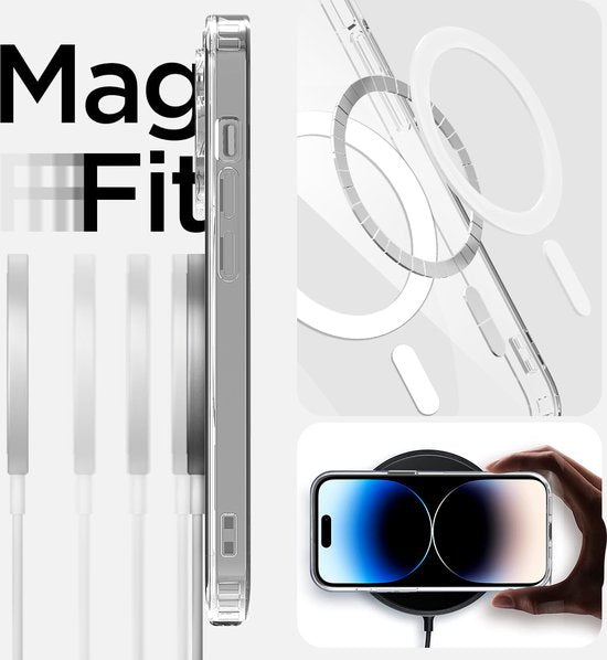 Podec Magsafe Case Suitable for iPhone 14 Pro Max - With 3x Screen Protector + 3x Camera Protector - Magnetic with Ring Transparent - Phone Case Transparent Case