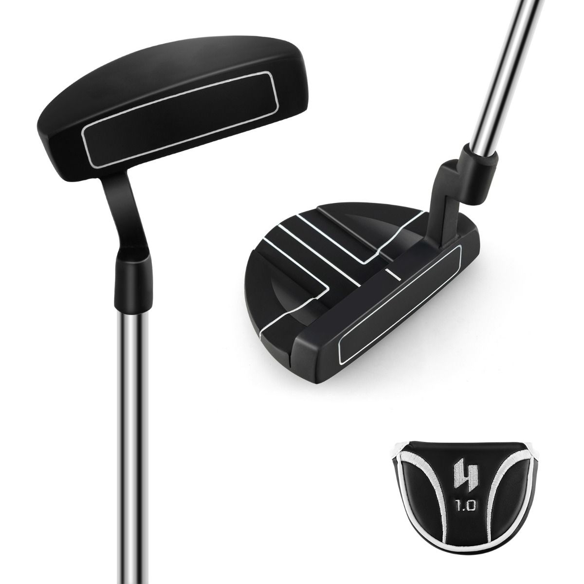 Putter de golf Coast - tête de type maillet - poignée antidérapante - 89 cm - noir