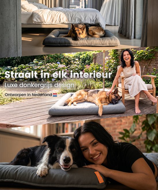 Coussin orthopédique pour chien Happysnoots® - Panier pour chien XL 85 x 70 cm - Lit pour chien lavable - Coussin de panier gris avec fermeture éclair