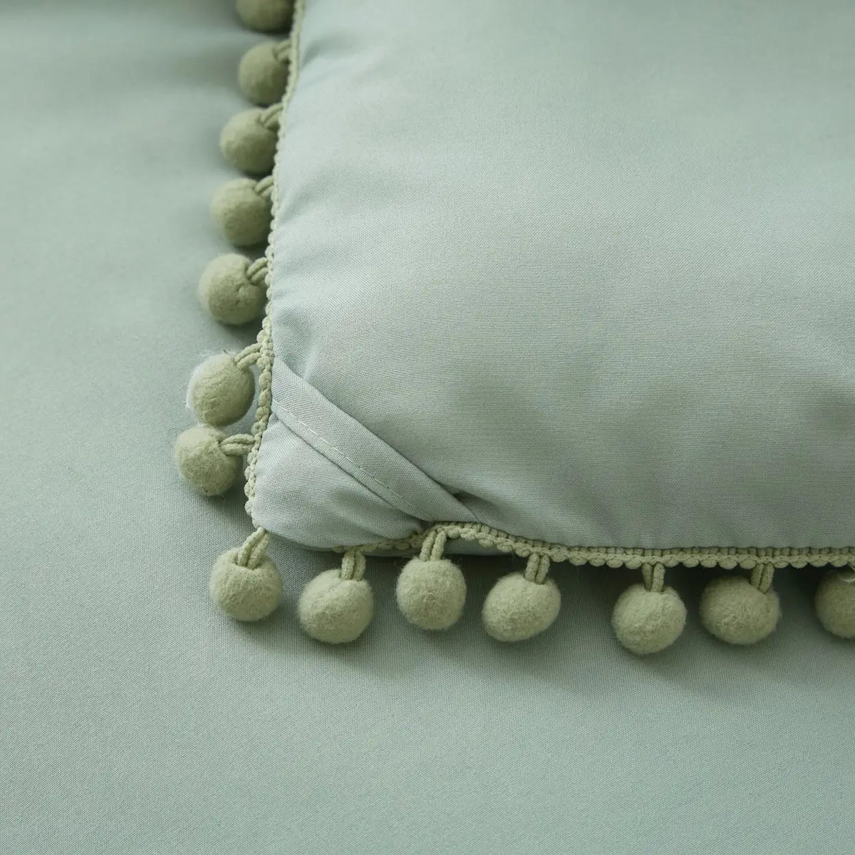 Ensemble de housse de couette Meeallhome avec franges à pompons - 200 x 220 cm + 2 x 80 x 80 cm - Turquoise