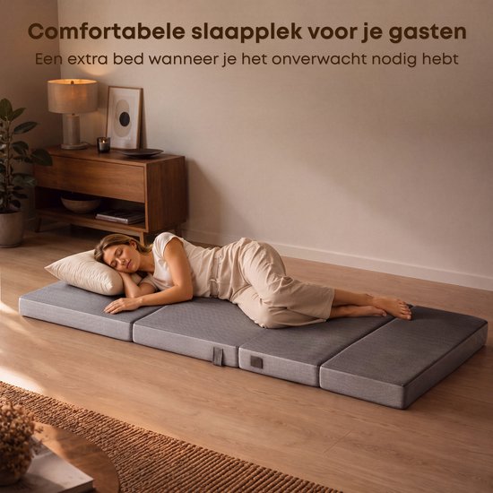 Matelas pliable CozySense® 90 x 200 cm – Matelas d'appoint – Matelas pliable – Respirant – Housse amovible et sac de transport – Épaisseur : 10 cm – Ferme-moelleux
