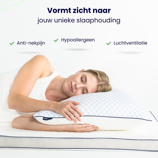 Soulsnooze® - Oreiller de luxe Gloom - Design réglable - Convient aux dormeurs sur le dos, sur le côté et sur le ventre - 60x70 cm - Oreillers de chambre - Antiallergique - Rafraîchissant - Lavable
