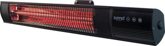 Sunred - Dark line - Noir - Modèle mural - Chauffage de terrasse - Technologie Carbon Rose Gold - 2500 W - ECO - 3 réglages - Télécommande - Chauffage électrique