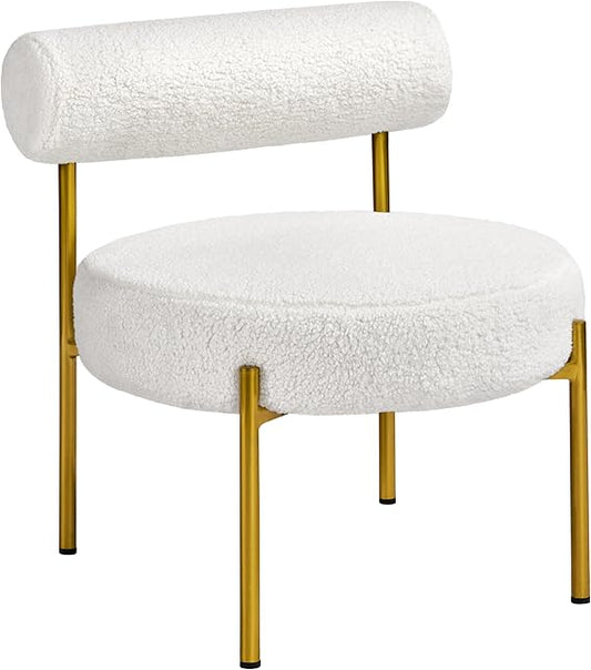 Fauteuil Bouclé Yaheetech - Fauteuil rembourré - Assise de Ø 58 cm - Pieds en métal