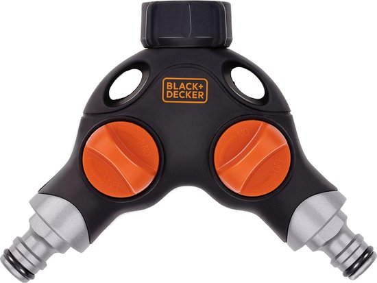 BLACK+DECKER Pièce de robinetterie - Connecteur 3/4 pouce - Stop eau - Séparateur 2 voies - Noir/Orange