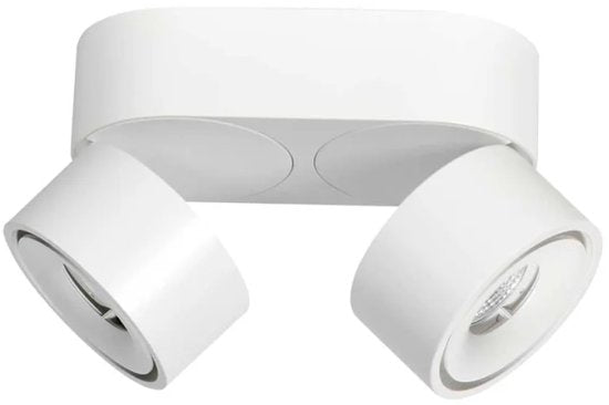 Spot blanc à 2 ampoules Fez 2674W, à intensité variable, orientable et inclinable, en plastique/métal, style moderne, Mexlite