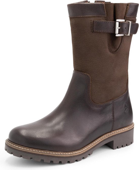 Travelin' Gyland Bottes en cuir pour dames - Bottes doublées de laine - Cuir marron foncé