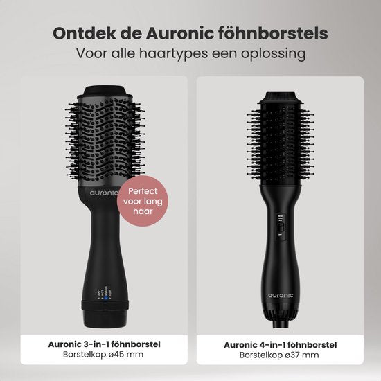 Brosse soufflante - Auronic - Airstyler - Boucleur - Brosse coiffante - Noir
