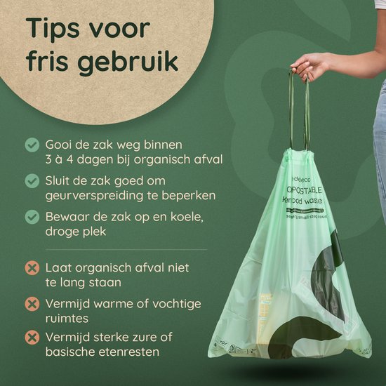 Deleca 30 Liter Refuse Bags (30 pcs) - Sacs poubelles GFT biodégradables - Distributeur inclus - Pour poubelle à pédale et poubelle de tri - 51x72 cm / 100% Compostable Bio Bags