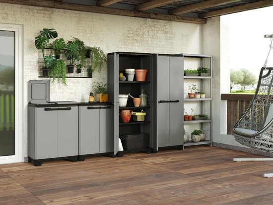Armoire basse Keter Planet - 1 étagère - 68 x 39 x 90 cm - Gris/Noir