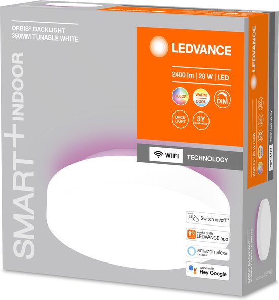 LEDVANCE Luminaire : pour plafond, DECORATIVE PLAFOND BACKLIGHT WITH WIFI TECHNOLOGY / 28 W, 22-...24- V, angle de rayonnement : 11-, RGBTW, 3-65- K, matériau du boîtier : acier, IP2-