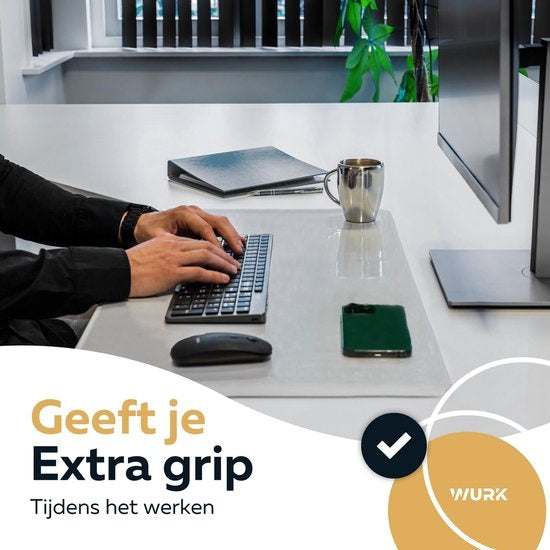 WURK Professional Desk Pad Transparent - Organisateur de bureau - Inclut un clip pour câble - 90x45
