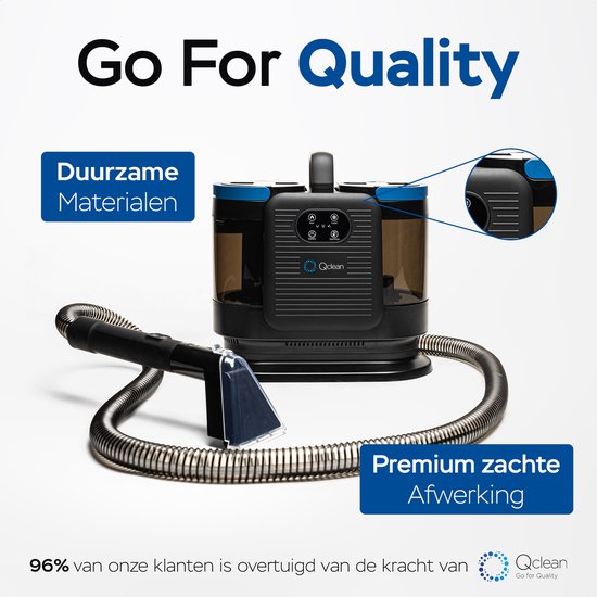 Nettoyeur de tapis Qclean® - Nettoyeur de taches et nettoyeur à vapeur 4-en-1 - Vapeur à 105 °C - Nettoyeur de canapés - Autonettoyant - Produit nettoyant inclus