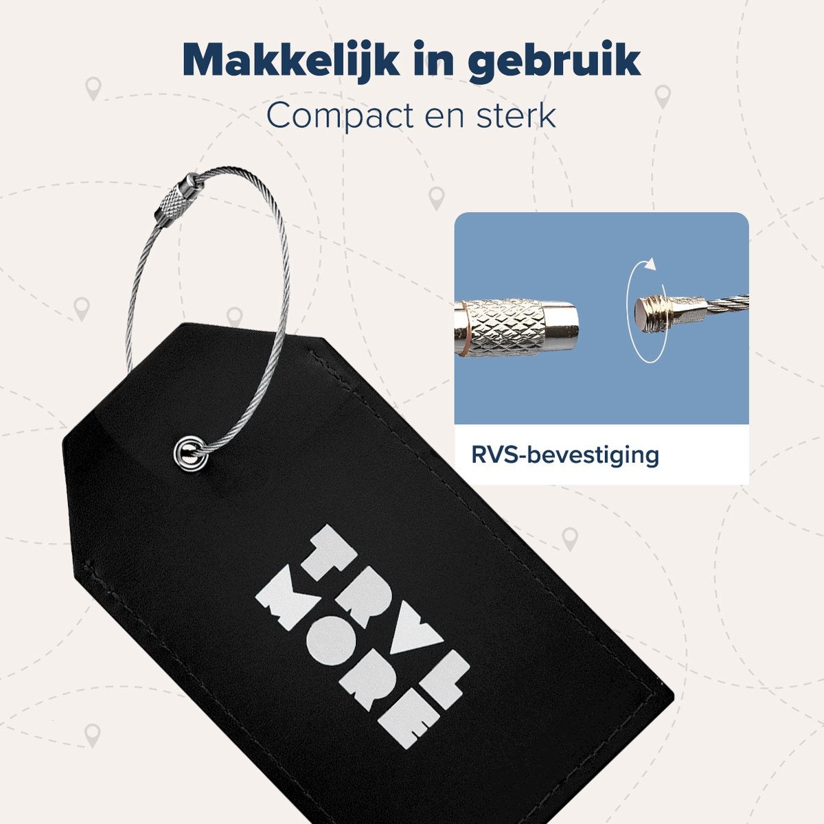 TRVLMORE Etiquette de bagage - Cuir - Pour valises et sacs - 4 pièces - Noir