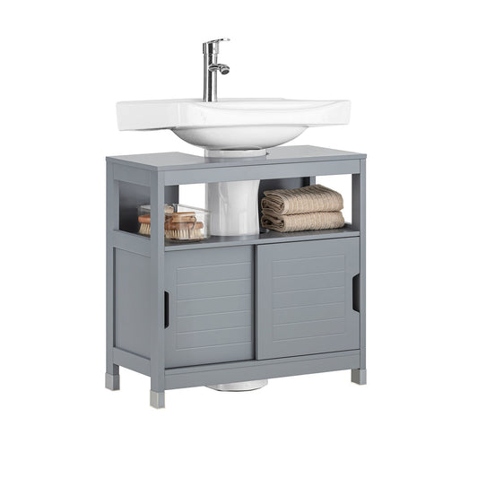 SoBuy Meuble à Bascule FRG128-II-SG - 2 Portes - 1 Etagère Ouverte - 30 x 60 x 60 cm - Gris
