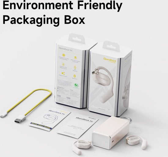 OpenRock - X White - Casque sans fil à oreillettes ouvertes - Bluetooth - Grande autonomie - Réduction du bruit - sans fil - Technologie TubeBass™