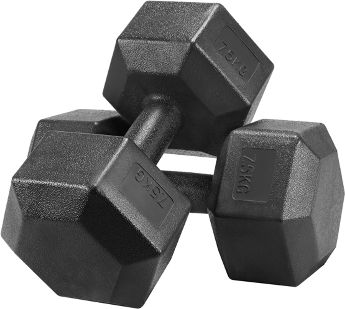 Yaheetech Haltères 7.5 kg Lot de 2 - Conception hexagonale antiroulis, poignée ergonomique et revêtement PVC protégeant le sol - Pour la musculation et le cardio - Fonte noire, béton et PVC - 31 x 14.6 x 14.6 cm