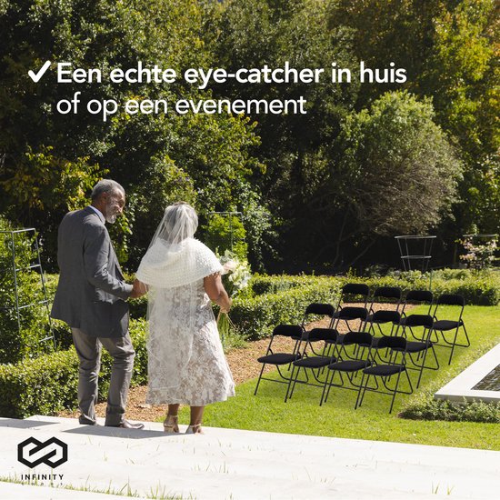 Infinity Goods Klapstoelen - Set van 4 - Vouwstoelen - Fluweel - Eettafelstoelen - Opklapbare Stoelen - 43 x 47 x 80 CM - Stoelen - Zwart