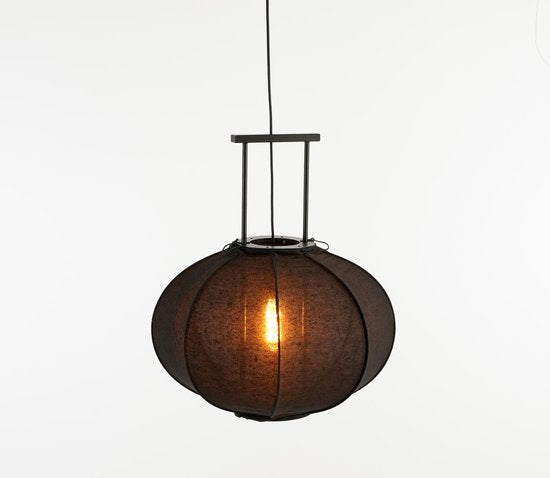 Mica Decorations Lampe pendante Pego - H55 x Ø50 cm - Lin - Noir