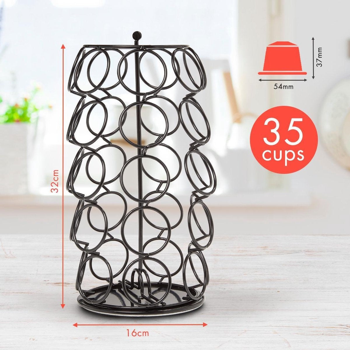 KitchenBrothers Porte-capsules - Dolce Gusto - 35 tasses - Pivotant - Noir